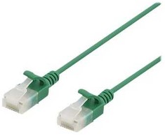 DELTACO U/UTP Cat6a jungiamasis kabelis, plonas, 3,5 mm skersmens, 0,5 m, žalias