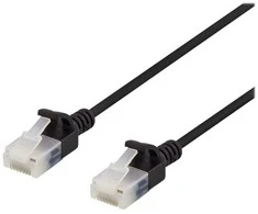 U/UTP Cat6a kabelis DELTACO, plokščias, 3.5mm skersmuo, 1m, juodas / UUTP-1027