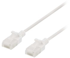 DELTACO U/UTP Cat6a jungiamasis kabelis, plonas, 3,5 mm skersmens, 0,3 m, baltas