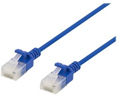 DELTACO U/UTP Cat6a jungiamasis kabelis, plonas, 3,5 mm skersmens, 1 m, mėlynas