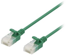 DELTACO U/UTP Cat6a jungiamasis kabelis, plonas, 3,5 mm skersmens, 1 m, žalias