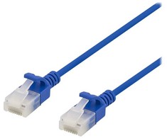 DELTACO U/UTP Cat6a jungiamasis kabelis, plonas, 3,5 mm skersmens, 2 m, mėlynas