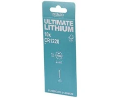 Deltaco ULTB-CR1220-10P, Vienkartinės baterijos, CR1220, Ličio, 3 V, 10 vnt., 40 mAh