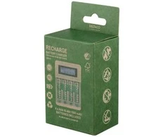 USB baterijų įkroviklis DELTACO 4xAA/AAA Ni-MH/Ni-Cd baterijoms, pridedamos 4x AAA baterijos, baltas / C704A4-4xAAA