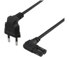 DELTACO ojordad aparatinis kabelis, 5m, CEE 7/16 - IEC 60320 C7, juodas