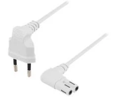 DELTACO neįžemintas įrenginio kabelis, 0,5 m, kampinis CEE 7/16, IEC 60320, baltas