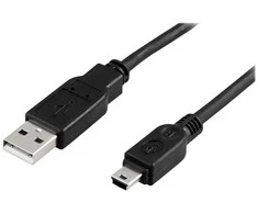 Deltaco USB-23S, 0,5 m, USB A, USB A/Mini-USB B, USB 2.0, Kištukas/Kištukas, Juodas