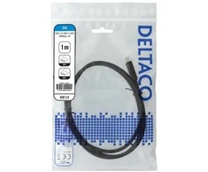 DELTACO USB 2.0 USB-C - USB-C įkrovimo laidas, 3A, 1m, juodas