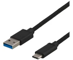 DELTACO - USB adapteris - USB-C (kištukas) į USB A tipo (kištukas) - USB 3.1 Gen 1 - 3 A - 25 cm - juodas