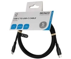 Deltaco USB-C - USB 2.0 SPR kabelis, silikoninis, 1,5 m, juodas