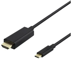 USB-C - HDMI kabelis DELTACO, 4K UHD, paauksuotas, 0,5 m, juodas / USBC-HDMI-1005 / 1903812