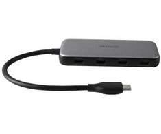 USB-C šakotuvas DELTACO, 4-jungtys, 5 Gbit/s, 100W galia, sidabrinis / USBC-HUB204 / 1902429