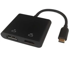 USB-C MST jungčių stotelė DELTACO 2x 4K/60Hz, HDMI + DP, juoda, 0,1m / USBC-HDDP