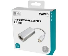 USB-C tinklo adapteris DELTACO, 2,5G, aliuminis / USBC-GIGA6