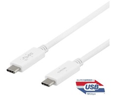 Deltaco USBC-1407M 1m 10Gbps 5A 100W Baltas (Baltas) USB-C Laidas