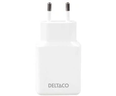 USB-C įkroviklis DELTACO, 5 W, 2x USB-C PD, plonas, 45 W, baltas / USBC-AC200 / 1903269