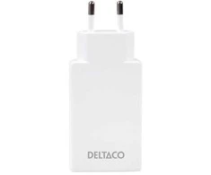 USB-C įkroviklis DELTACO, 67 W, 2x USB-C PD, plonas, baltas / USBC-AC201 / 1903667