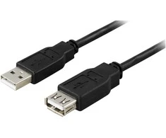 DELTACO USB 2.0 kabelis Type A - Type A 5m, juodas / USB2-14S