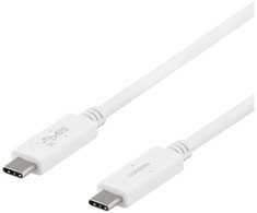 DELTACO – USB laidas – USB-C (vyriškas) į USB-C (vyriškas) – USB 3.1 Gen 2 – 5 A – 50 cm – USB maitinimo tiekimas (5A, 100W) – balta