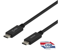 DELTACO - USB kabelis - USB-C (vyriškas) į USB-C (vyriškas) - USB 3.1 Gen 2 - 5 A - 1 m - USB maitinimo tiekimas (5A, 100 W) - juodas