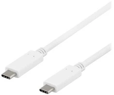 Kabelis DELTACO USB-C į USB-C, 0,5 m, 10 Gbps, 100 W 5A, USB 3.1 Gen 2, E-Market, baltas / USBC-1406