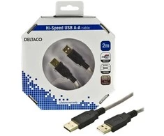 Kabelis DELTACO USB 2.0 "A-A", 2.0m, baltas-juodas / USB2-8-K