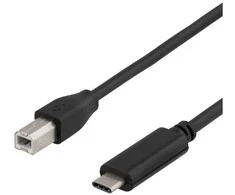 USB 2.0 kabelis, CM tipas - BM tipas, 1m, juodas DELTACO / USBC-1014