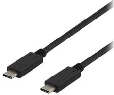 DELTACO USB-C į USB-C laidas, 1m, 10Gbps, 100W 5A, USB 3.1 Gen Juodas USBC-1402