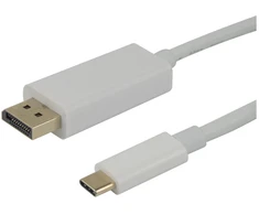USB-C - DisplayPort kabelis DELTACO, 4K UHD, paauksuotas, 1 m, baltas / USBC-DP100A / 1903810