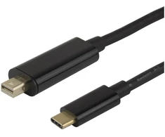 USB-C - miniDisplayPort kabelis DELTACO 4K UHD paauksuotas 1m juodas / USBC-DP100M / 1903814