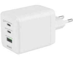 USB GaN sieninis įkroviklis DELTACO, 100 W, 1x USB-A, 2x USB-C, PPS, bendra išvestis 100 W, baltas / USBC-GAN06 / 1903219