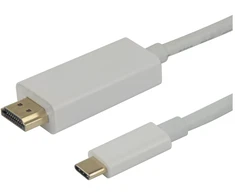 USB-C - HDMI kabelis DELTACO, 4K UHD, paauksuotas, 3 m, baltas / USBC-HDMI-1030A / 1903818