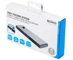 Deltaco USBC-HDMI21, belaidis, pilkas, MicroSD (TransFlash), SD, 3840 x 2160 pikselių, 30 Hz, Kinija