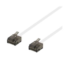 DELTACO U/UTP Cat6a jungiamasis kabelis, plokščias, 1 m, 1 mm storio, baltas