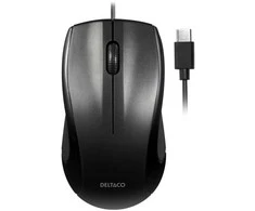 Laidinė optinė USB-C pelė DELTACO, 3 mygtukai su slinkties ratuku, 1200 DPI, juoda / MS-711-C / 1903341