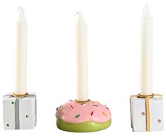 Lumarko Det Gamle Apotek Candle holder for candles dia. 1,2cm, h 3cm, 3pcs/craft, baltas/pink, danenbrog (99924118)
