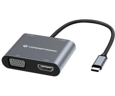 CONCEPTRONIC 4-1 Dock USB-C->HDMI/USB-A/VGA/100WPD 15cm gr