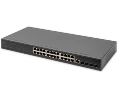Šakotuvas Jungiklis Digitus Digitus Tinklo jungiklis, 24 prievadai 10/100/1000 + 4SFP+ UPLINK, 19 colių serverio stovams, L2+ funkcija