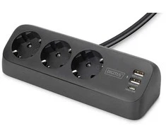 „Digitus“ 3 krypčių biuro lizdų juosta su 2 USB-A ir 1 USB-C jungtimis | DA-70625