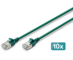 Digitus CAT 6A F-FTP plonas jungiamasis kabelis, 3 m, žalias, 10 vnt., 3 m, Cat6a, F/FTP (FFTP), RJ-45, RJ-45, Žalias