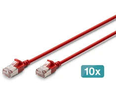 Digitus CAT 6A F-FTP plonas pataisymo laidas, 0,5 m, raudonas, 10 vienetų, 0,5 m, Cat6a, F/FTP (FFTP), RJ-45, RJ-45, raudonas