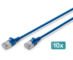Digitus CAT 6A F-FTP plonas paterio laidas, 0,5 m, mėlynas, 10 vnt., 0,5 m, Cat6a, F/FTP (FFTP), RJ-45, RJ-45, Mėlynas