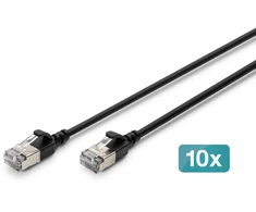 Digitus CAT 6A F-FTP plonas prievadinis laidas, 5 m, juodas, 10 vienetų, 5 m, Cat6a, F/FTP (FFTP), RJ-45, RJ-45, juodas