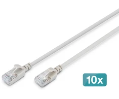 Digitus CAT 6A F-FTP plonas prievadų laidas, 0,5 m, pilkas, 10 vienetų, 0,5 m, Cat6a, F/FTP (FFTP), RJ-45, RJ-45, Pilkas