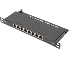 DIGITUS Cat.6A Slim Patch Panel, gesch.,8-Port, 0,5 HE, 10