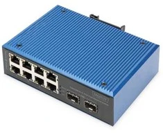 Šakotuvas Jungiklis Digitus DIGITUS Industrial 8+2-Port Fast Ethernet Switch 8 Port FE RJ45 2 GE SFP prievadai