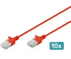 Digitus Patchcord Slim Cat.6 U/UTP LSZH 1m raudona 10 vnt. (DK-1618-010S-R-10)