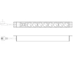 DIGITUS PDU 1U 8xCEE7/5 Ausgnge 230V/16A juodas