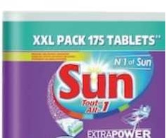 Diversey „Sun Extra Power“ indaplovės tabletės, 175 vnt. pakuotėje.