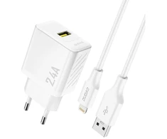 Dudao A23LEU Adapteris 12 W 1xUSB-A (pridedamas 1 m USB-A į Lightning kabelis) Balta